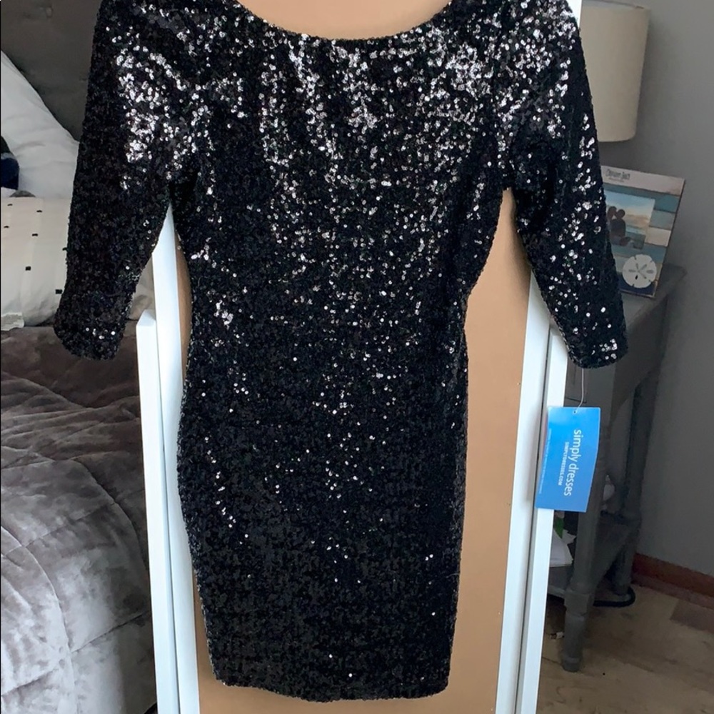 NWT All Black Sequin Mini Dress Size Small
